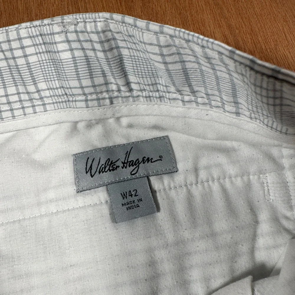 Walter Hagen Golf Shorts Mens 42 Gray Plaid Stretch Performance Flat Front
